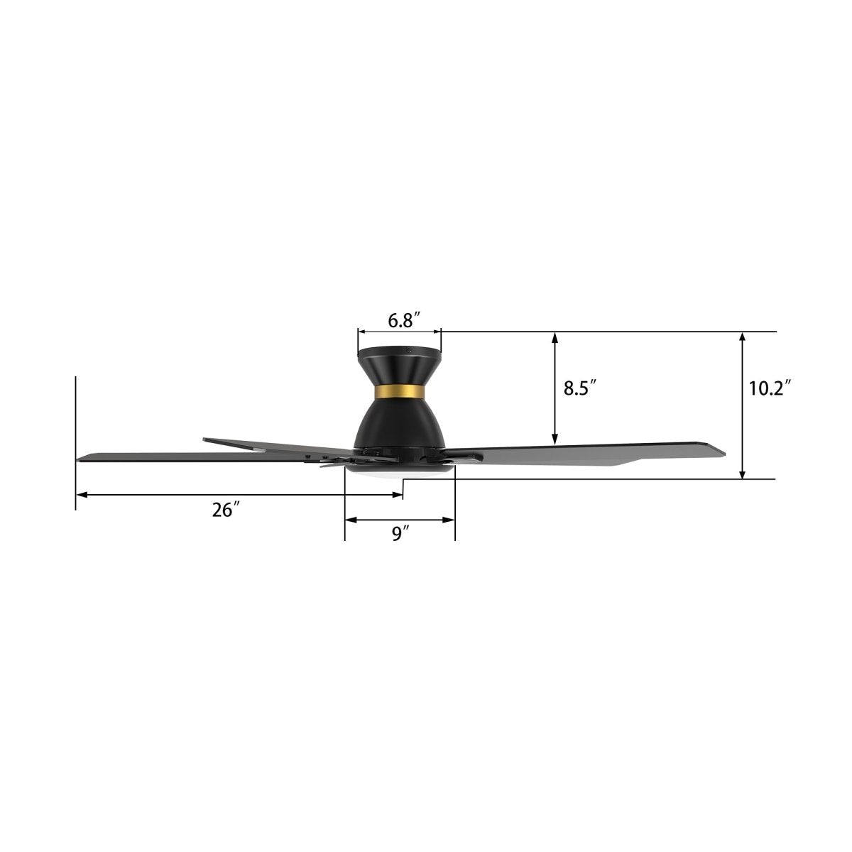 ESPEAR 52 inch Flush Mount 5 - Blade Smart Ceiling Fan with LED Light & Remote - LEDMyPlace