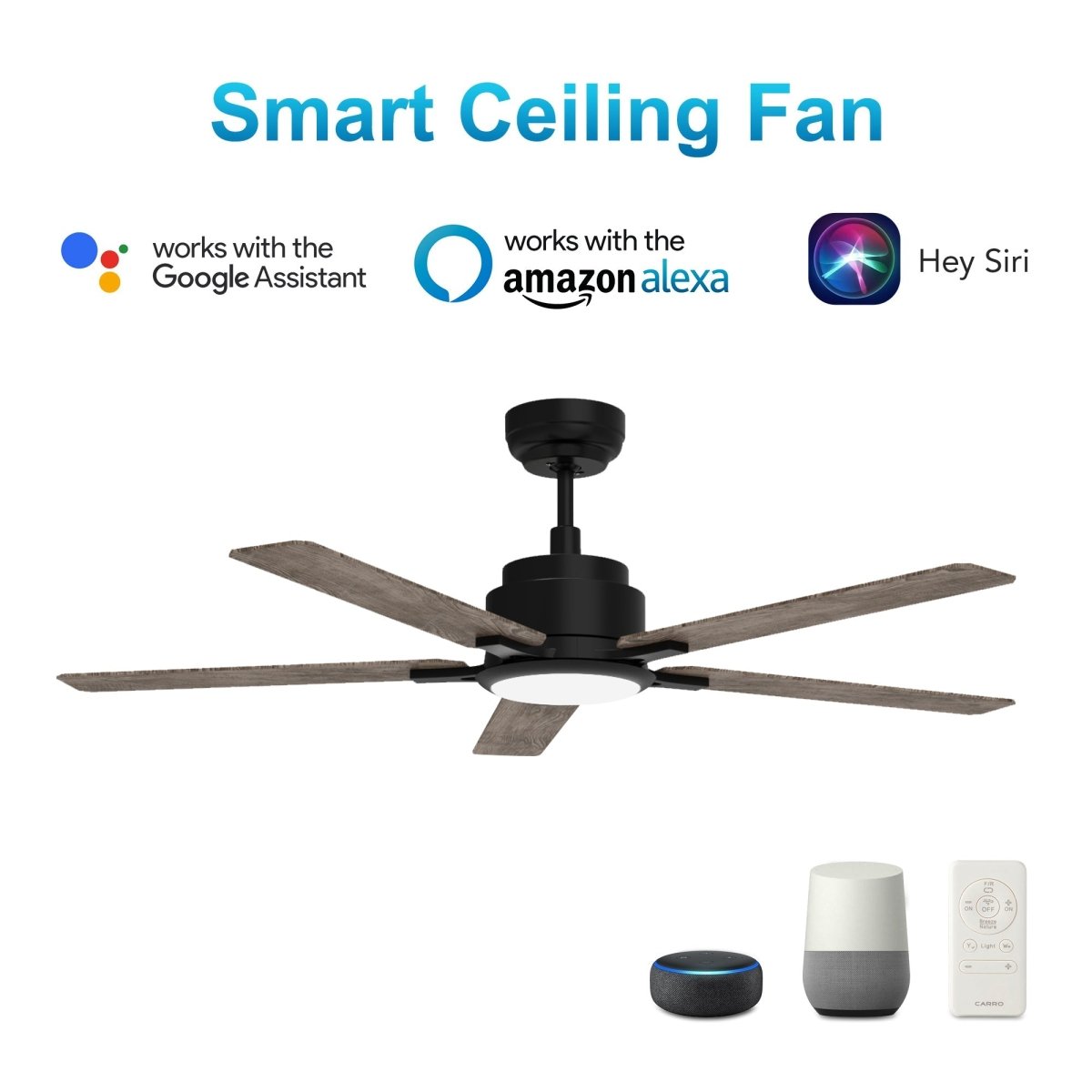 ESPEAR 56 inch 5 - Blade Smart Ceiling Fan with LED Light & Remote - LEDMyPlace