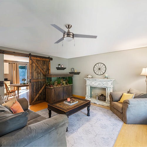 EVERETT 48 Inch 3 - Blade Ceiling Fan with LED Light & Pull Chain - LEDMyPlace