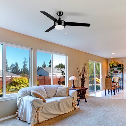 EVERETT 48 Inch 3 - Blade Ceiling Fan with LED Light & Pull Chain - LEDMyPlace