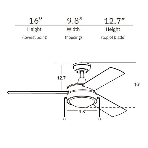EVERETT 48 Inch 3 - Blade Ceiling Fan with LED Light & Pull Chain - LEDMyPlace