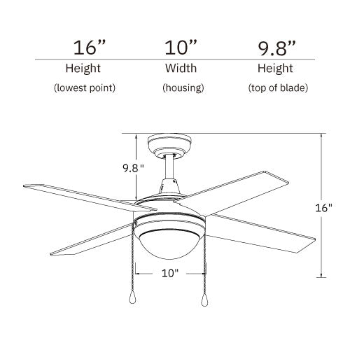 EVERETT 48 inch 4 - Blade Ceiling Fan with LED light & Pull Chain - LEDMyPlace