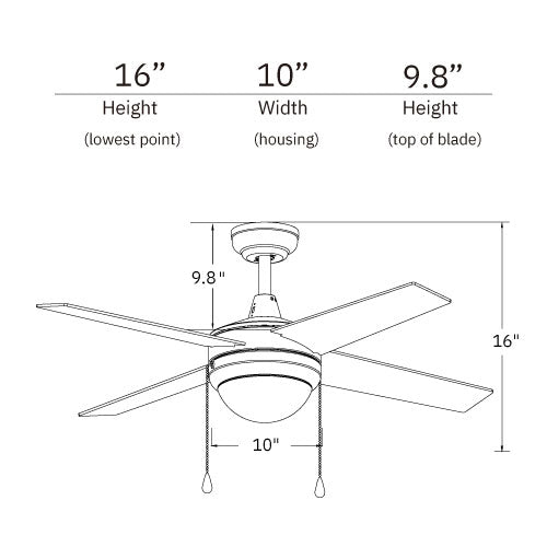 EVERETT 48 inch 4 - Blade Ceiling Fan with LED light & Pull Chain - LEDMyPlace