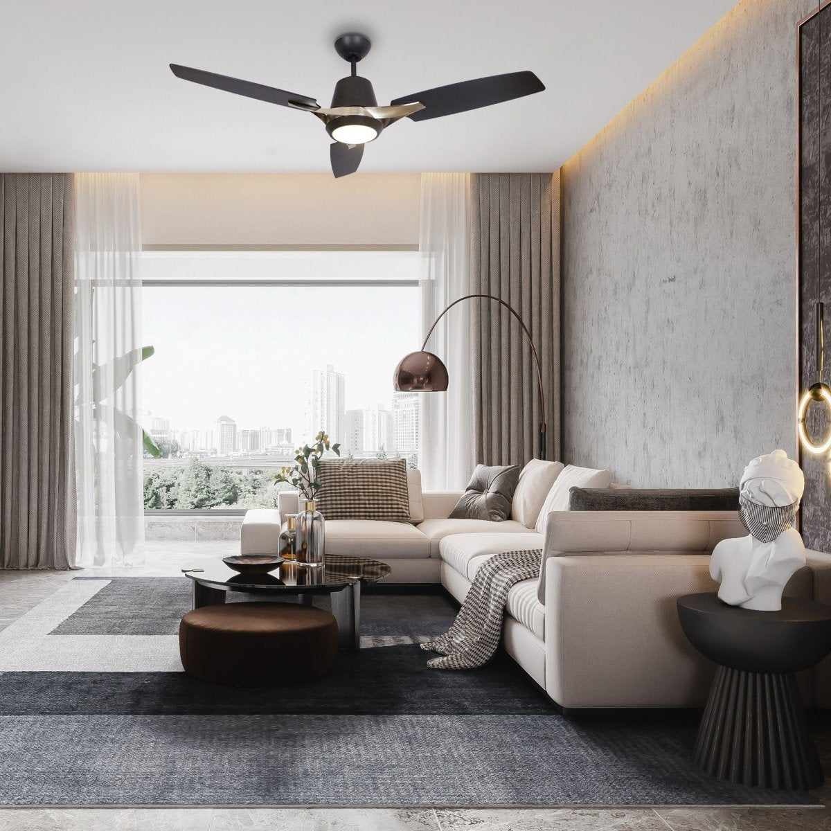 Exton 52'' Best Smart Ceiling Fan with wall control, Light Kit Included, Works with Google Assistant and Amazon Alexa,Siri Shortcut - LEDMyPlace