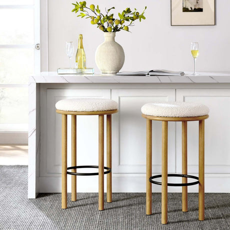 Fable Boucle Fabric Bar Stools - Set of 2 - BUILDMYPLACE