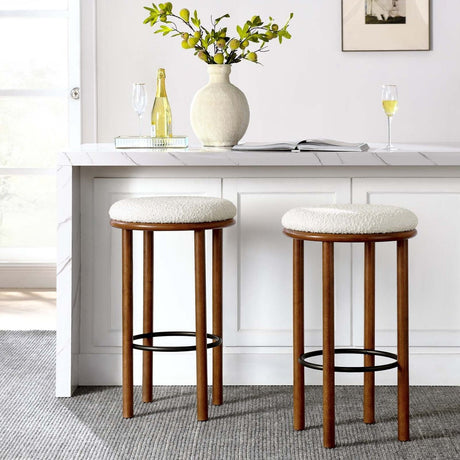 Fable Boucle Fabric Bar Stools - Set of 2 - BUILDMYPLACE
