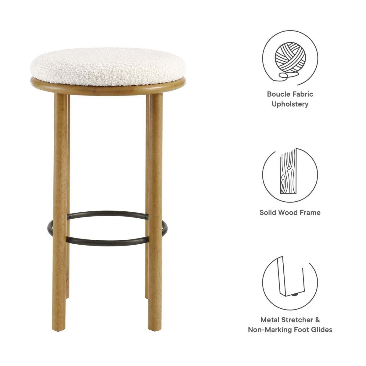 Fable Boucle Fabric Bar Stools - Set of 2 - BUILDMYPLACE