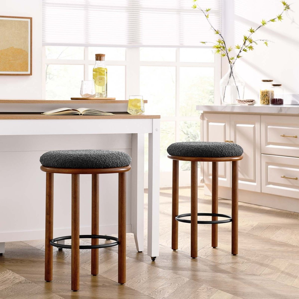 Fable Boucle Fabric Counter Stools - Set of 2 - BUILDMYPLACE