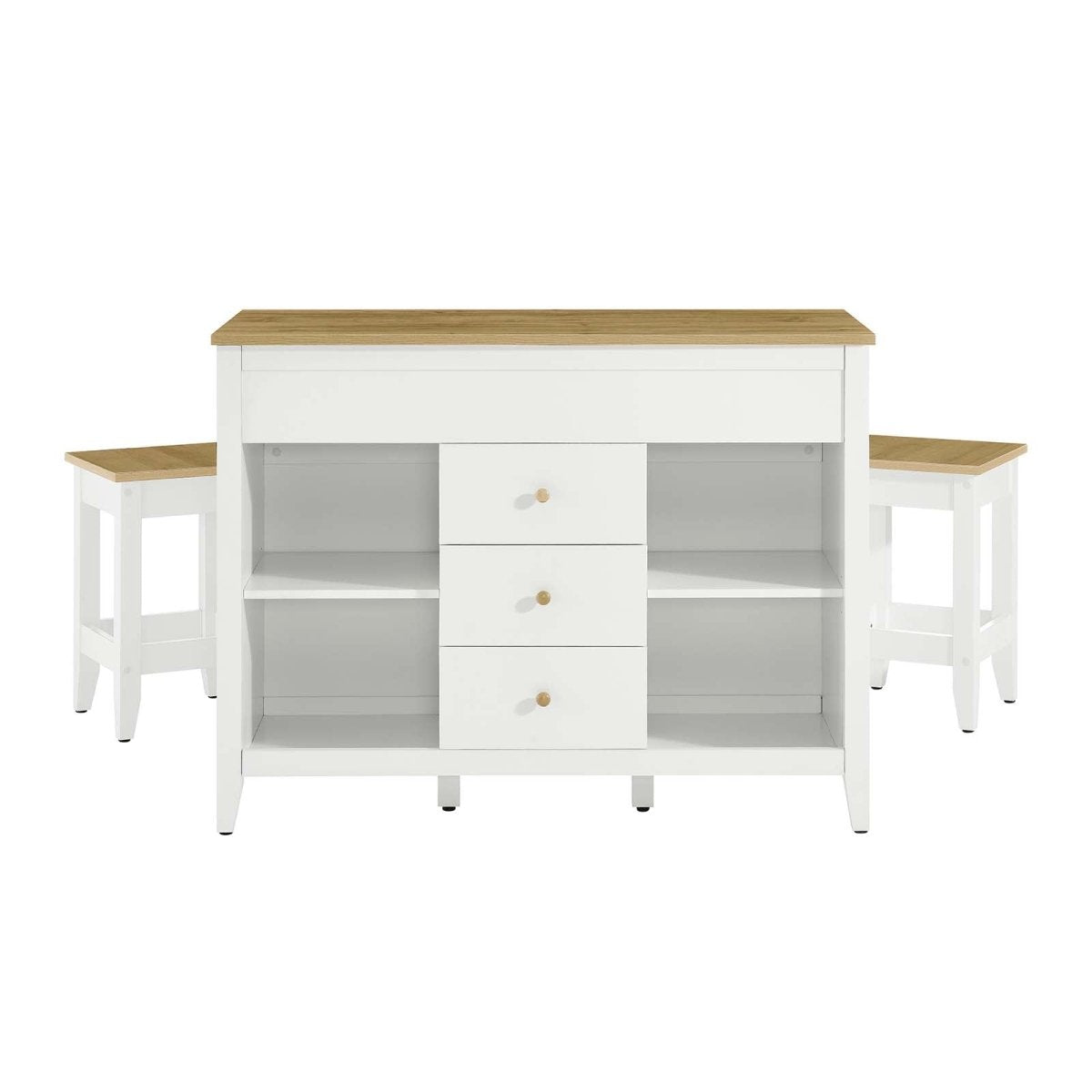 Farmstead 3 - Piece Kitchen Island and Stool Set - BUILDMYPLACE