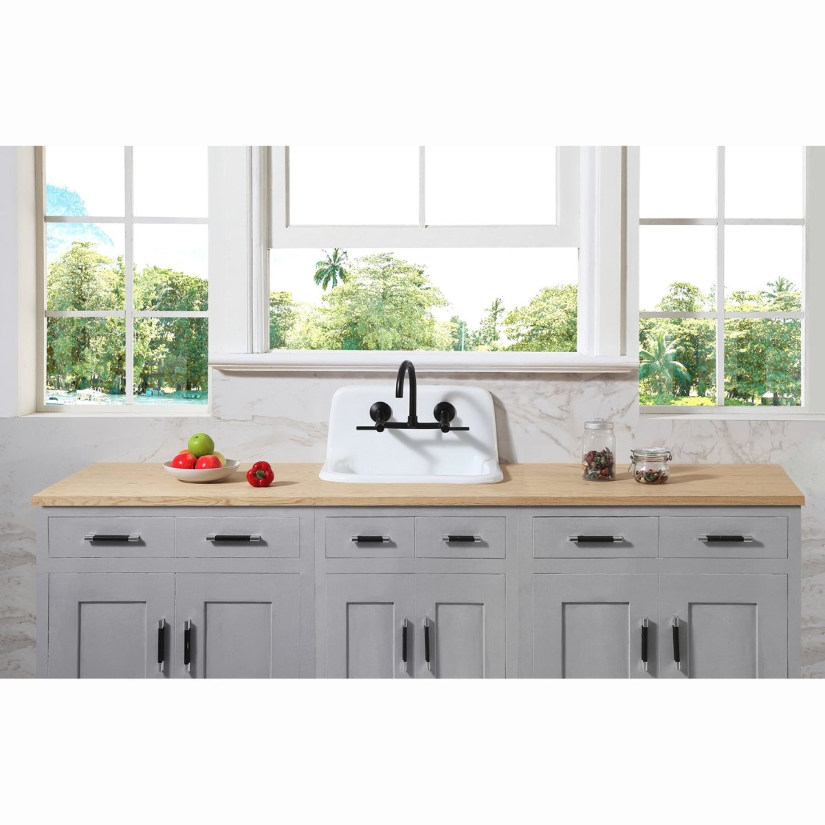 Fauceture Petra Galley 22" Wall Mount Single Bowl Kitchen Sink, White - BUILDMYPLACE