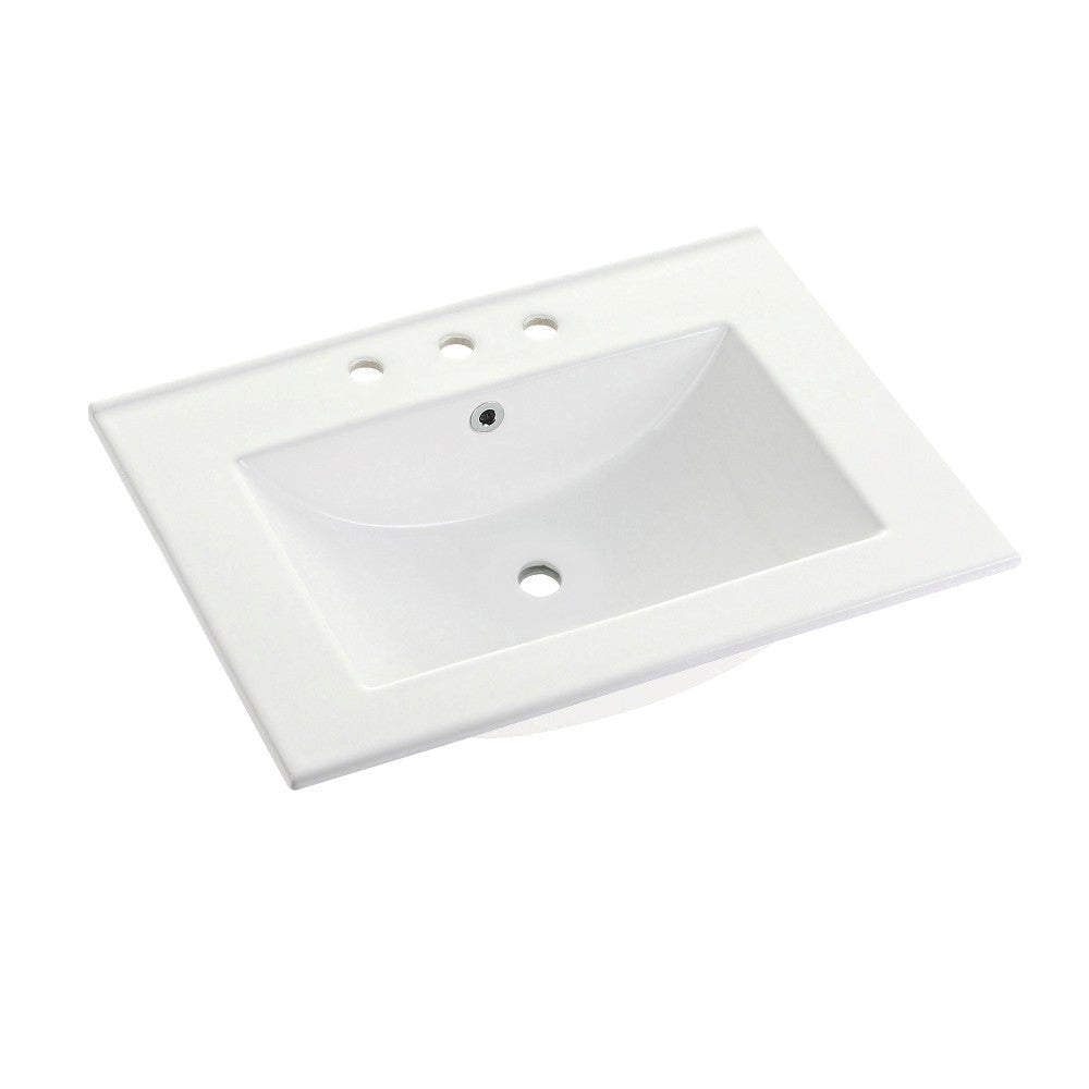 Fauceture Ultra Modern 24" X 18" Ceramic Vanity Top (8" Faucet Drillings), White - BUILDMYPLACE