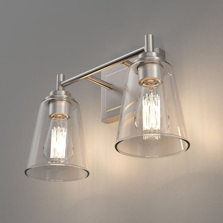 Flared Shape Bathroom Light Fixtures with Clear Glass Shade, E26 Base, UL Listed for Damp Location, Wall Mount, Bathroom Vanity Lighting - BUILDMYPLACE