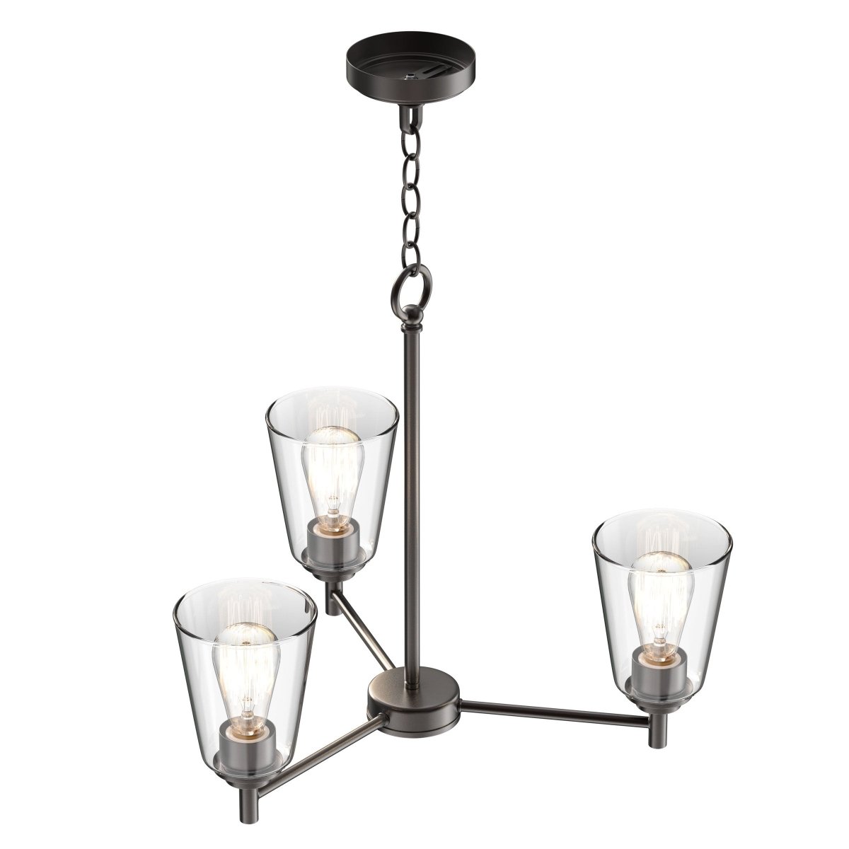 Flared Shape Chandelier Lighting Fixture with Clear Glass Shades, E26 Base, UL Listed for Damp Location, 3 Years Warranty - BUILDMYPLACE