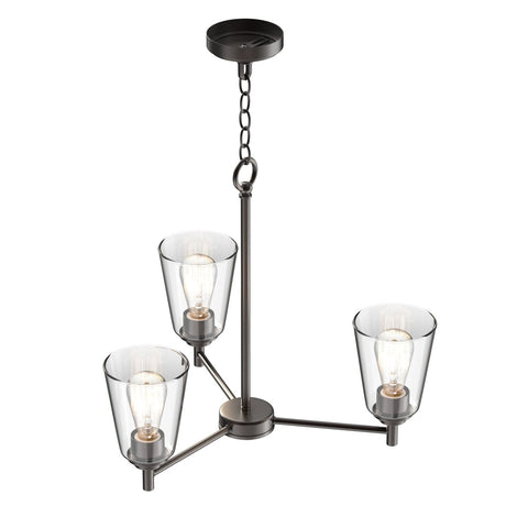 Flared Shape Chandelier Lighting Fixture with Clear Glass Shades, E26 Base, UL Listed for Damp Location, 3 Years Warranty - BUILDMYPLACE