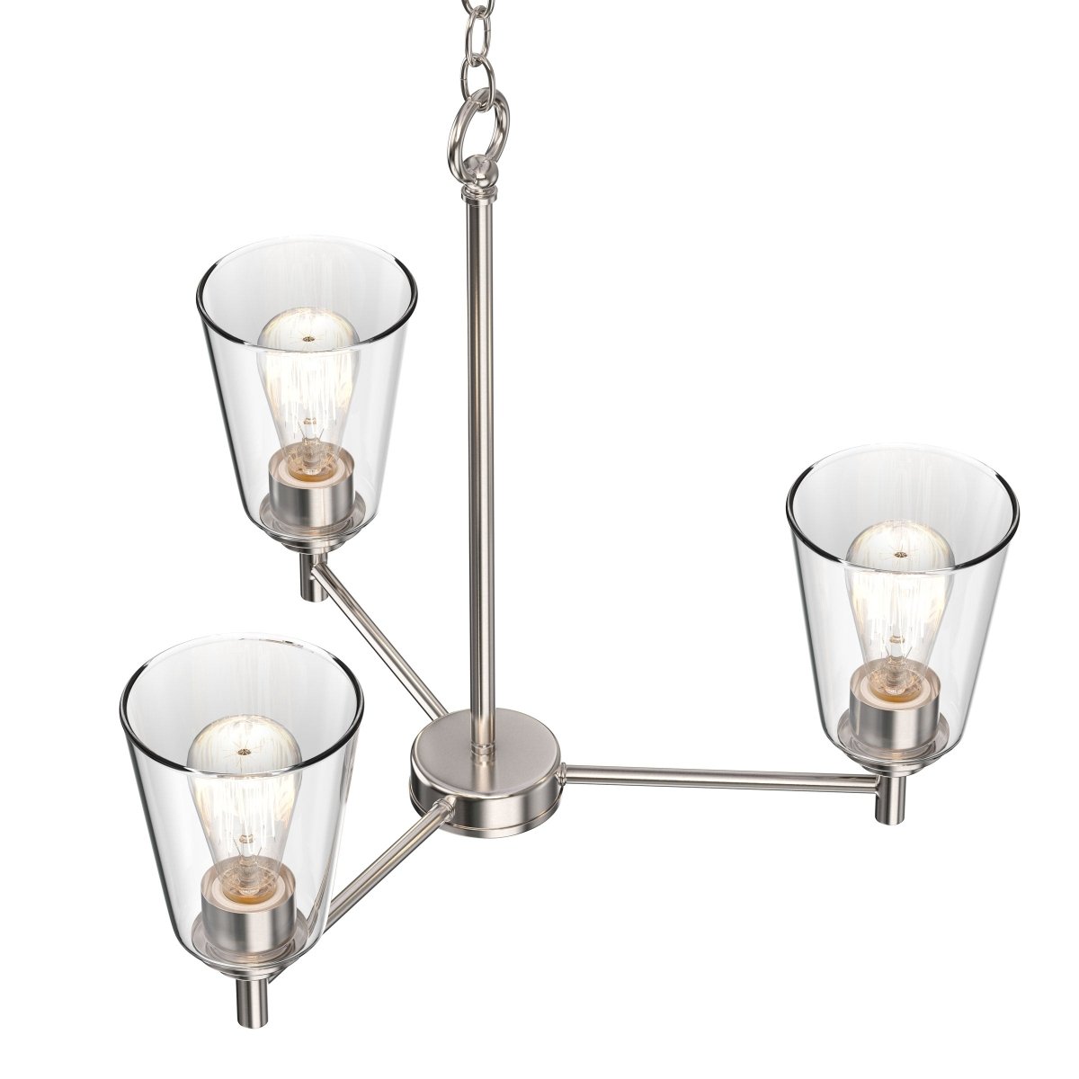 Flared Shape Chandelier Lighting Fixture with Clear Glass Shades, E26 Base, UL Listed for Damp Location, 3 Years Warranty - BUILDMYPLACE