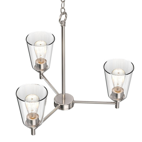 Flared Shape Chandelier Lighting Fixture with Clear Glass Shades, E26 Base, UL Listed for Damp Location, 3 Years Warranty - BUILDMYPLACE