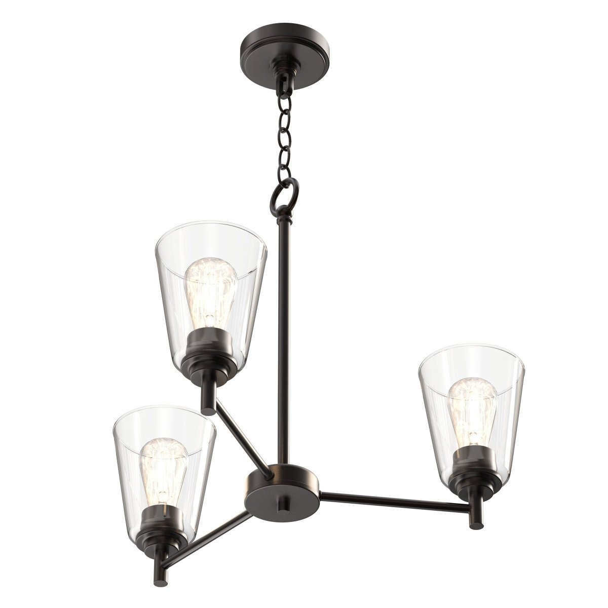 Flared Shape Chandelier Lighting Fixture with Clear Glass Shades, E26 Base, UL Listed for Damp Location, 3 Years Warranty - BUILDMYPLACE