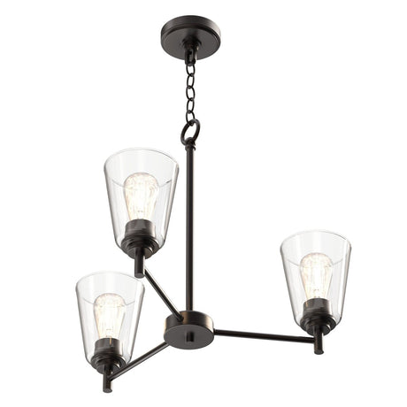 Flared Shape Chandelier Lighting Fixture with Clear Glass Shades, E26 Base, UL Listed for Damp Location, 3 Years Warranty - BUILDMYPLACE