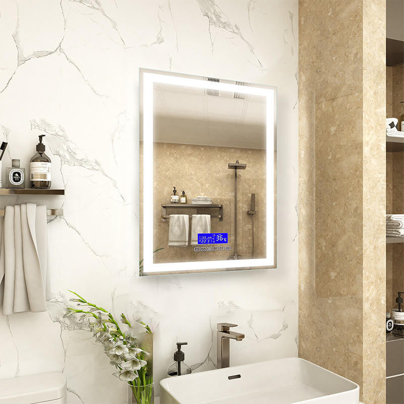Moreno Florence 24''W x 35.5''H LED Bathroom Mirror With Bluetooth, Time & Temperature Display