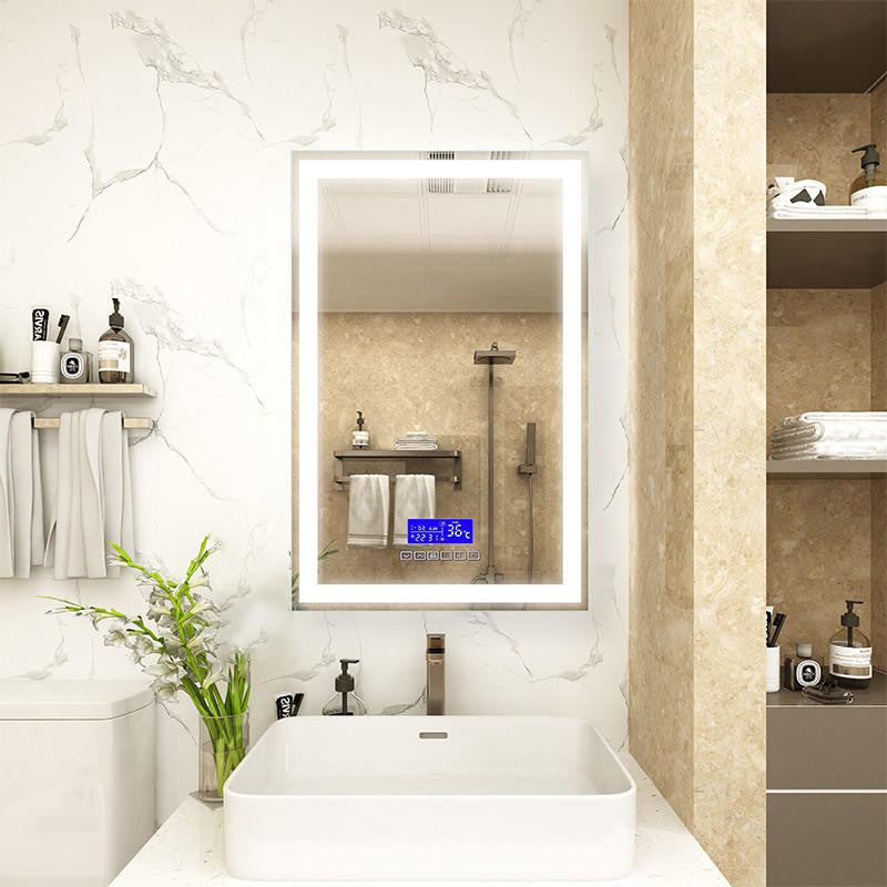 Moreno Florence 24''W x 35.5''H LED Bathroom Mirror With Bluetooth, Time & Temperature Display