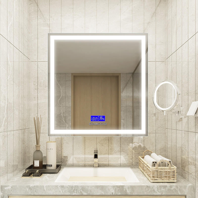 Moreno Florence 35.5''W x 35.5''H LED Bathroom Mirror With Bluetooth, Time & Temperature Display