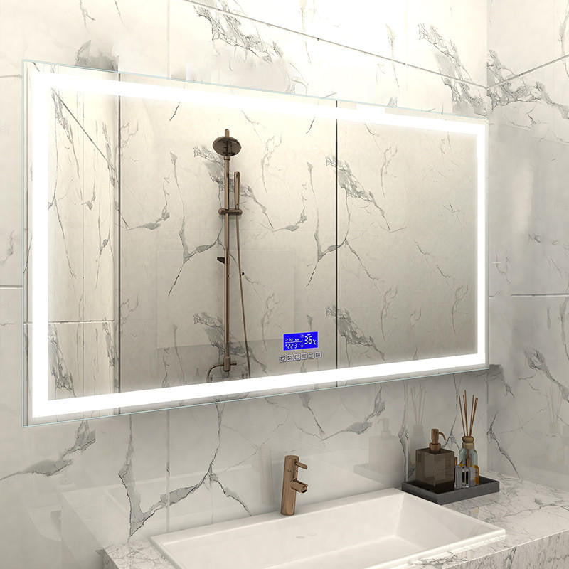 Moreno Florence 68''W x 35.5''H LED Bathroom Mirror With Bluetooth, Time & Temperature Display