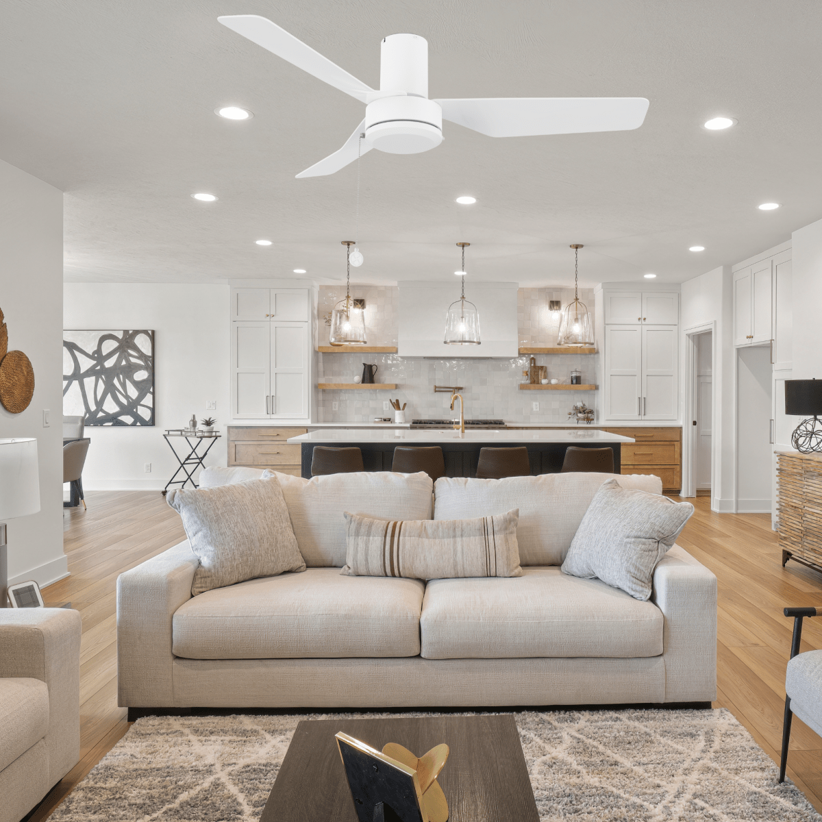 FORMOSA 44 inch 3 - Blade Flush Mount Ceiling Fan with Pull Chain - LEDMyPlace