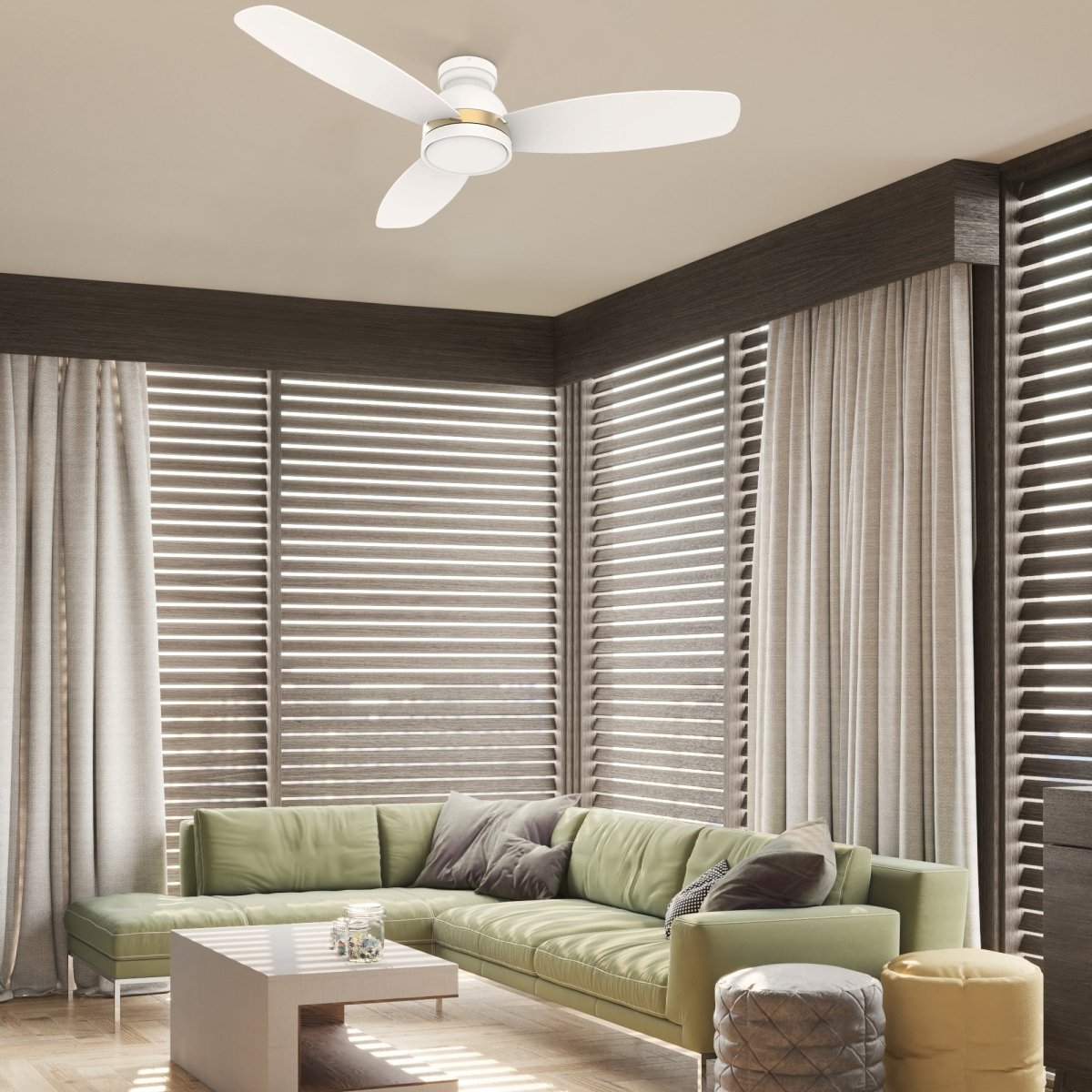 FREMONT 48 inch 3 - Blade Flush Mount Smart Ceiling Fan with LED Light & Remote - LEDMyPlace