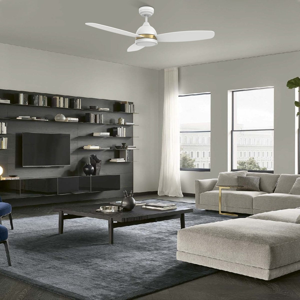 FREMONT 48 inch 3 - Blade Smart Ceiling Fan with LED Light & Remote - LEDMyPlace