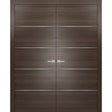 French Double Interior Doors with Hardware | Planum 0020 Chocolate Ash | Panel Frame Trims | Bathroom Bedroom Interior Sturdy Door - BUILDMYPLACE