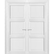 French Double Panel Solid Doors with Hardware | Lucia 2661 White Silk | Panel Frame Trims | Bathroom Bedroom Interior Sturdy Door - BUILDMYPLACE