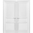 French Double Panel Solid Doors with Hardware | Lucia 31 White Silk | Panel Frame Trims | Bathroom Bedroom Interior Sturdy Door - BUILDMYPLACE