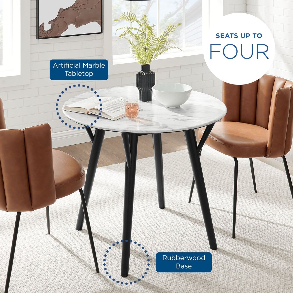 Gallant Round Performance Artificial Marble Dining Table - BUILDMYPLACE