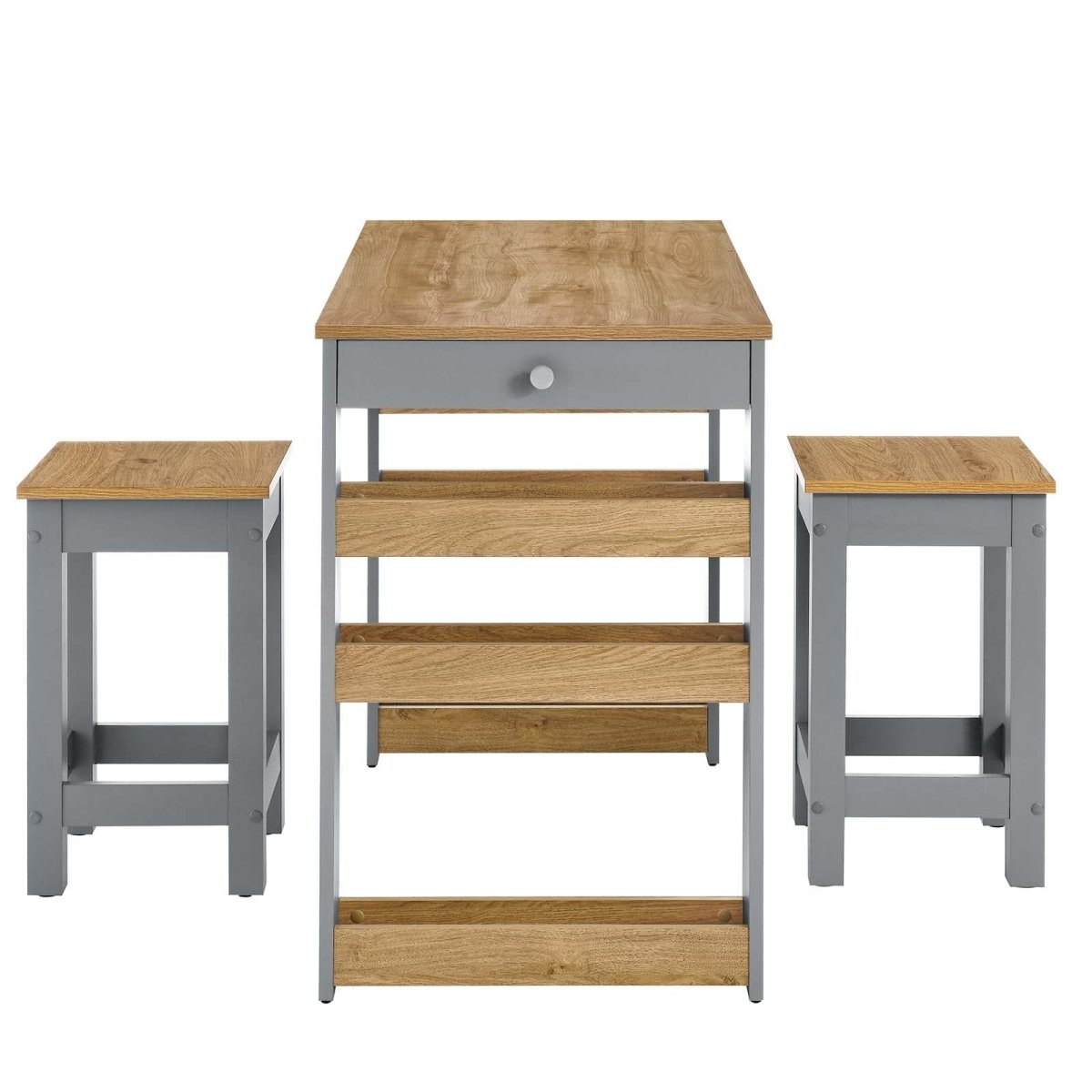 Galley 3 - Piece Kitchen Island and Stool Set - BUILDMYPLACE