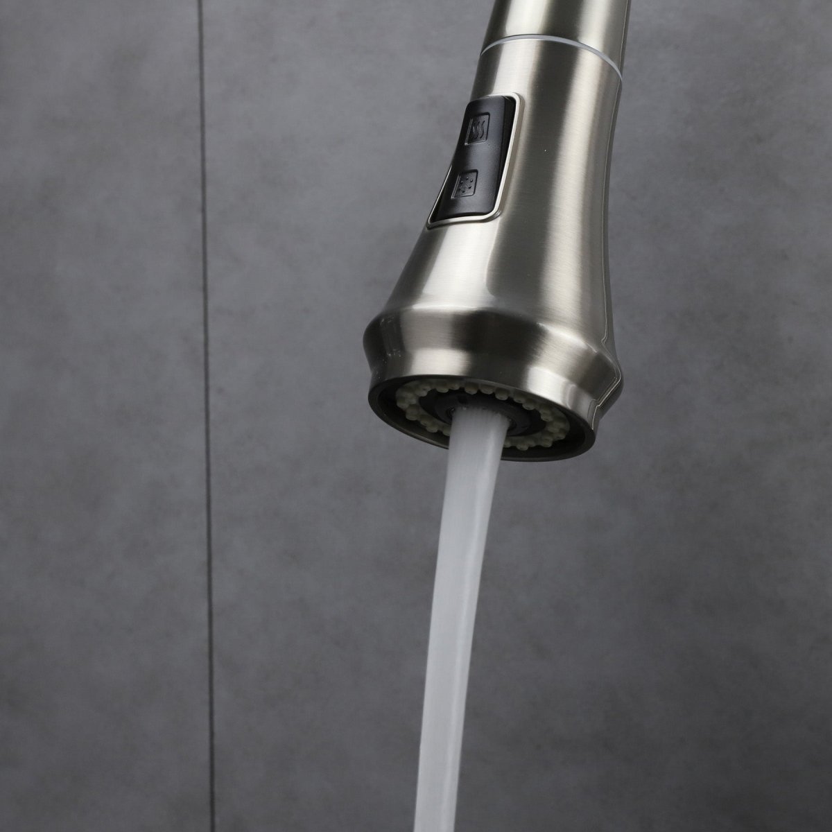 Garbatella Brass Kitchen Faucet w/ Pull Out Sprayer - Brushed Nickel - BUILDMYPLACE