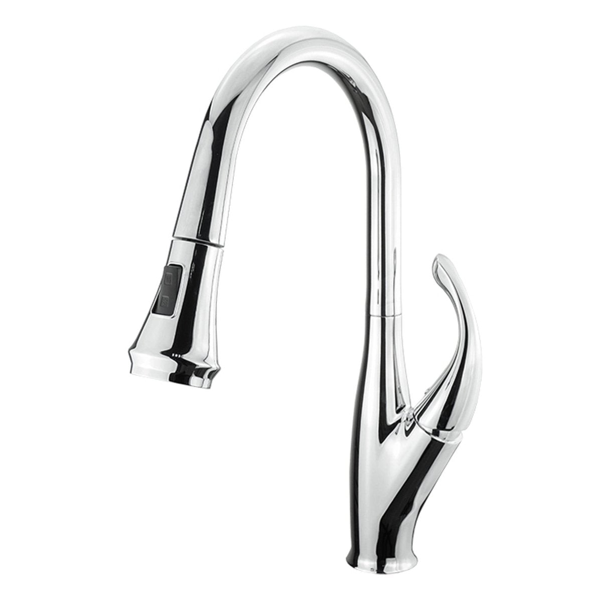 Garbatella Brass Kitchen Faucet w/ Pull Out Sprayer - Chrome - BUILDMYPLACE