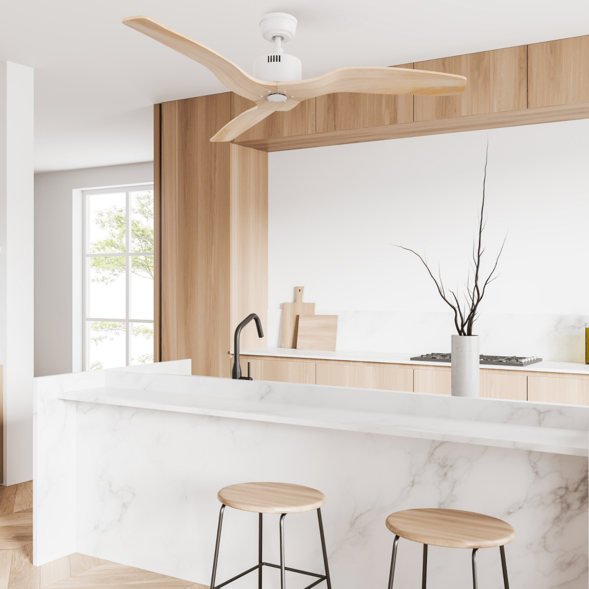 GARNETT 52 inch 3 - Blade No Light Ceiling Fan with Remote - LEDMyPlace