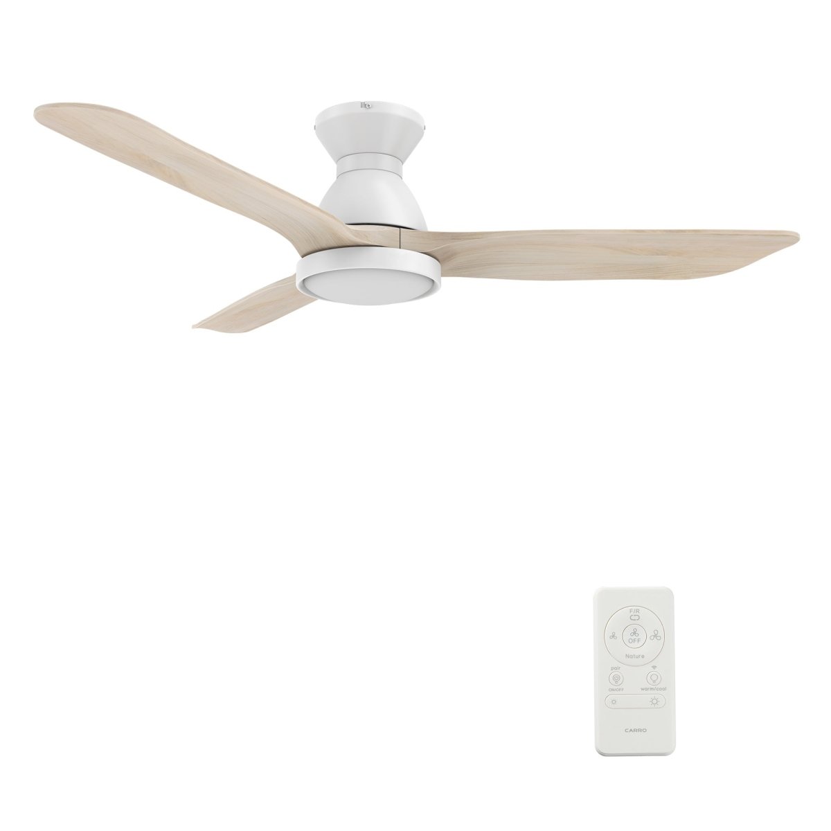 GARRICK 52 inch 3 - Blade Flush Mount Smart Ceiling Fan with LED Light & Remote - LEDMyPlace