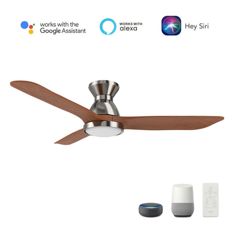 GARRICK 52 inch 3 - Blade Flush Mount Smart Ceiling Fan with LED Light & Remote - LEDMyPlace