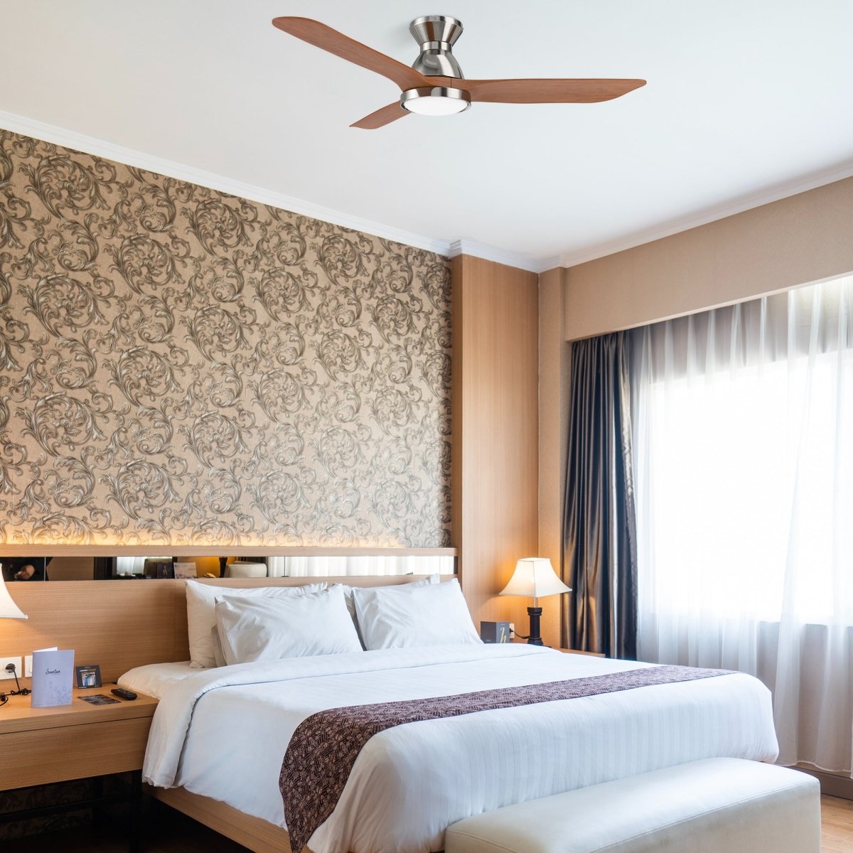 GARRICK 52 inch 3 - Blade Flush Mount Smart Ceiling Fan with LED Light & Remote - LEDMyPlace