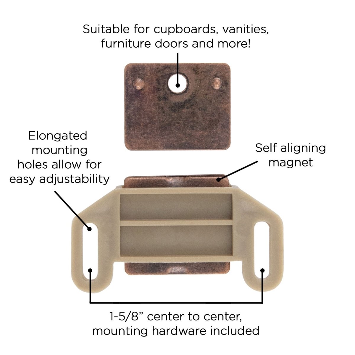 Gate Catch 1 - 5/8 Inch Center to Center - Hickory Hardware - BUILDMYPLACE