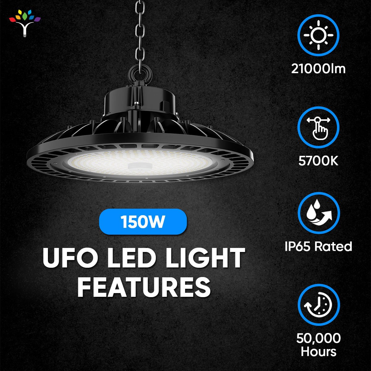 Gen23 UFO LED High Bay Light 150/120/100 Watt Adjustable, 5700K, 150LM/W - 155LM/W, AC277 - 480V High Voltage, IP65, UL, DLC Listed, 1 - 10V Dim, For Warehouse Barn Airport Workshop Garage Factory - BUILDMYPLACE