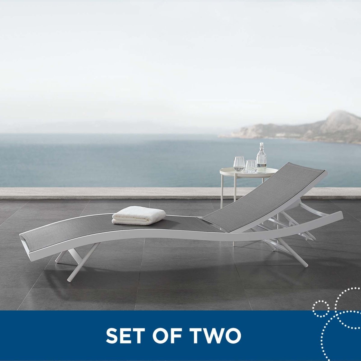 Glimpse Outdoor Patio Mesh Chaise Lounge Set of 2 - BUILDMYPLACE