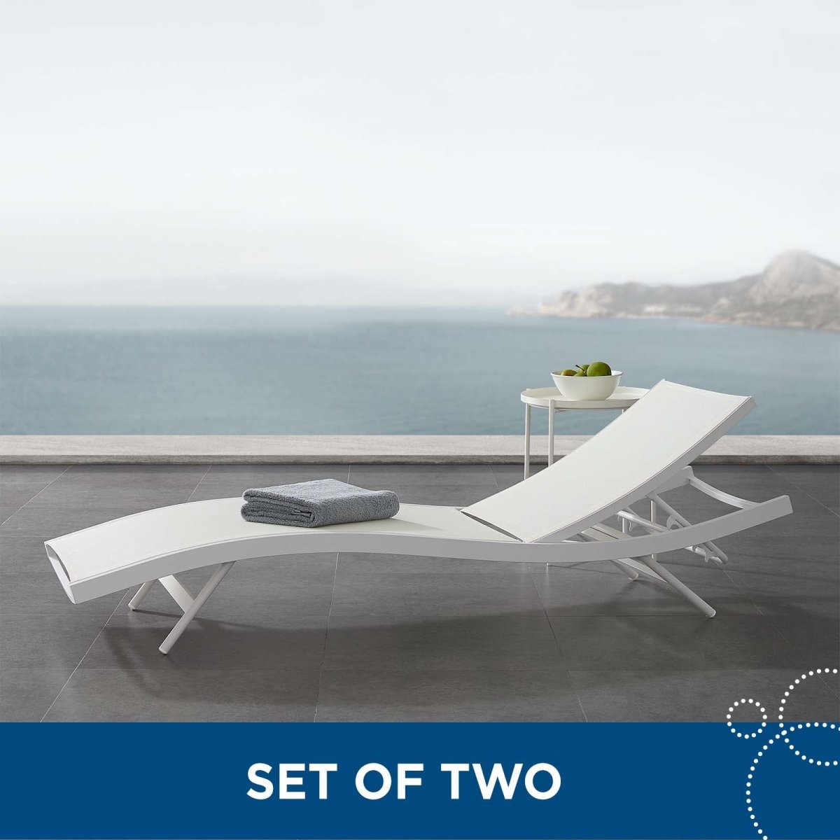 Glimpse Outdoor Patio Mesh Chaise Lounge Set of 2 - BUILDMYPLACE