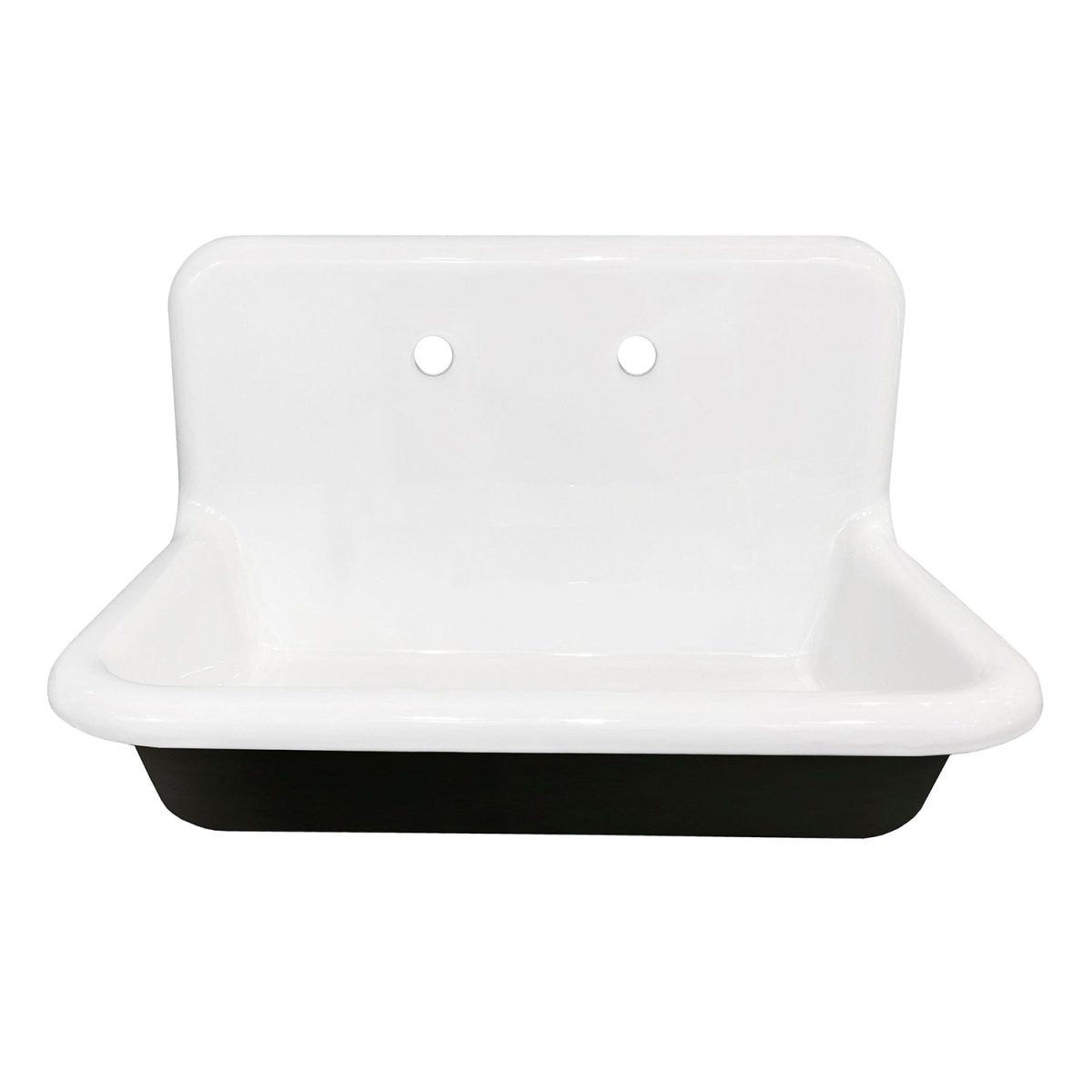 Gourmetier 30" X 20" Cast Iron Single Bowl Wall Mount Sink, White - BUILDMYPLACE