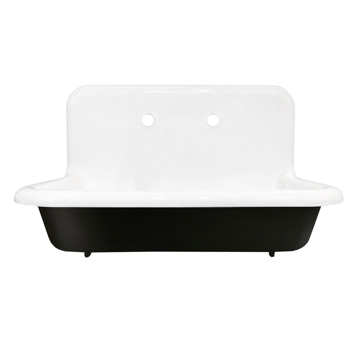 Gourmetier 30" X 20" Cast Iron Single Bowl Wall Mount Sink, White - BUILDMYPLACE