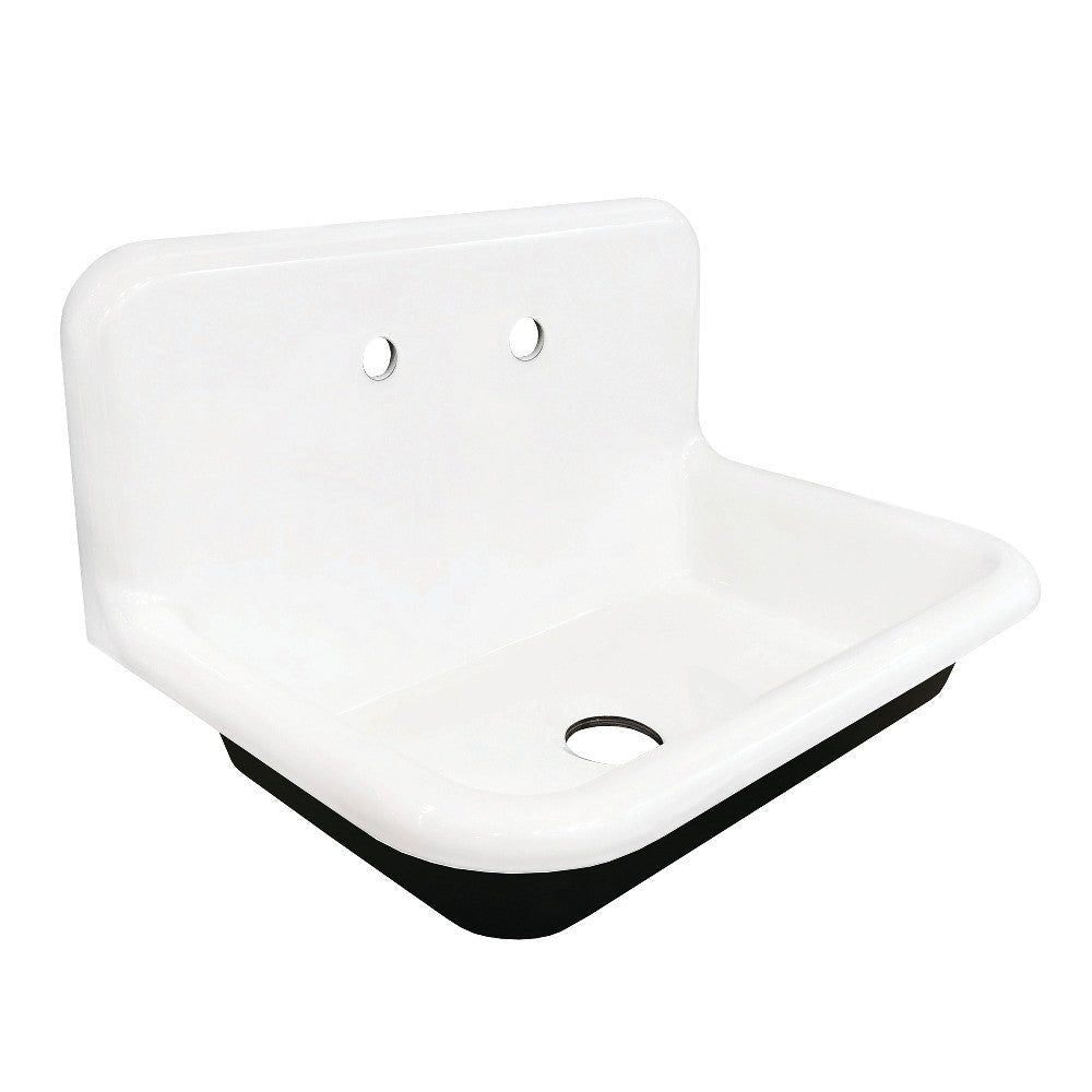 Gourmetier 30" X 20" Cast Iron Single Bowl Wall Mount Sink, White - BUILDMYPLACE