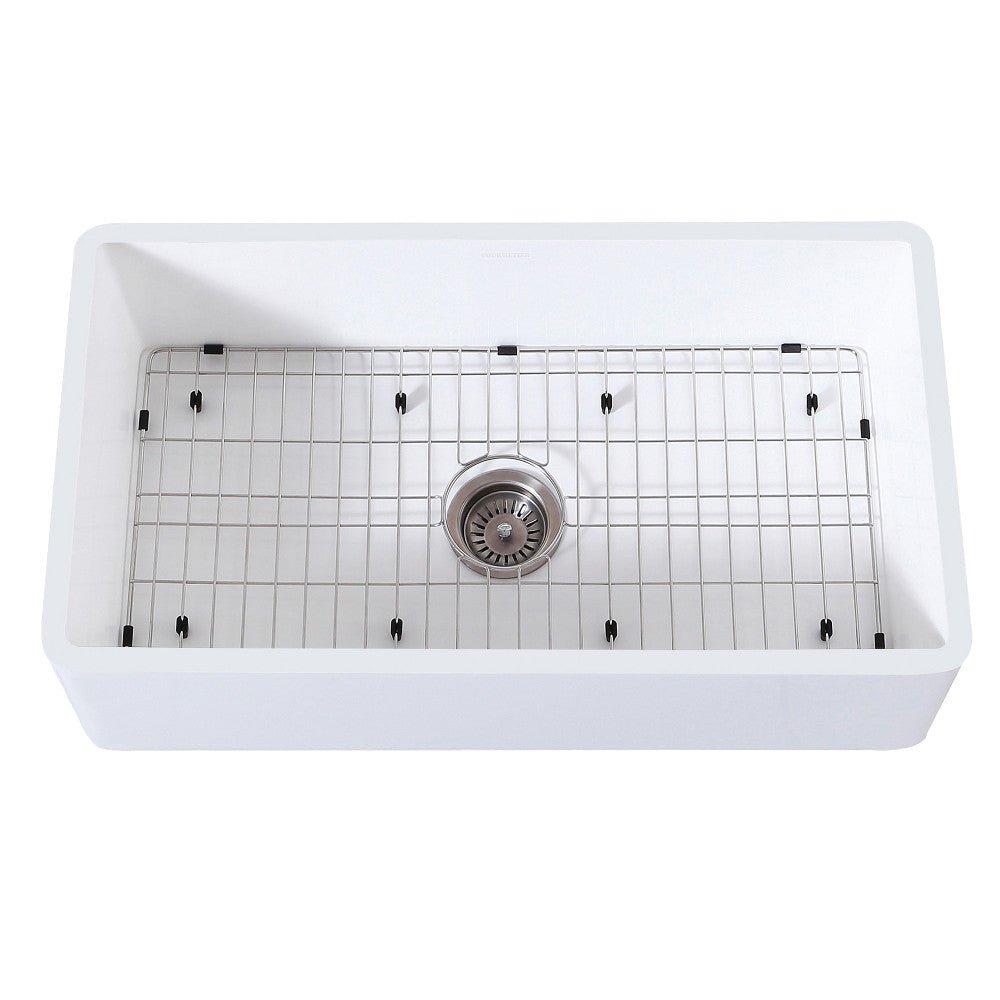 Gourmetier 36" x 18" Farmhouse Kitchen Sink with Strainer and Grid - BUILDMYPLACE