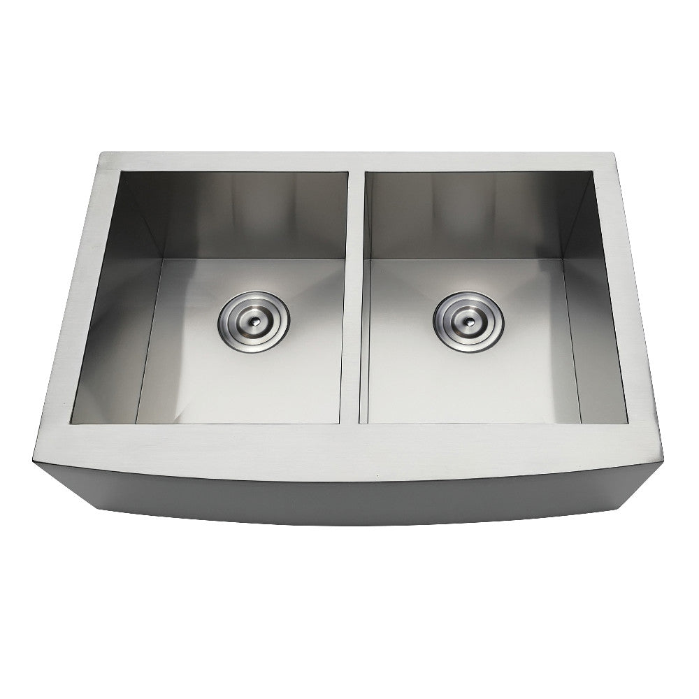 Gourmetier Drop - In Stainless Steel Double Bowl Farmhouse Kitchen Sink, Brushed - BUILDMYPLACE