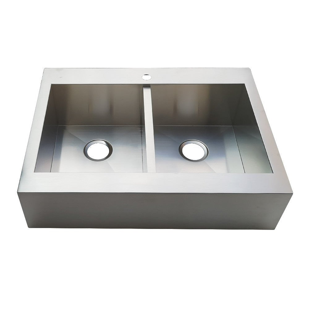 Gourmetier Edinburg Drop - In Double Bowl Kitchen Sink, Brushed - BUILDMYPLACE